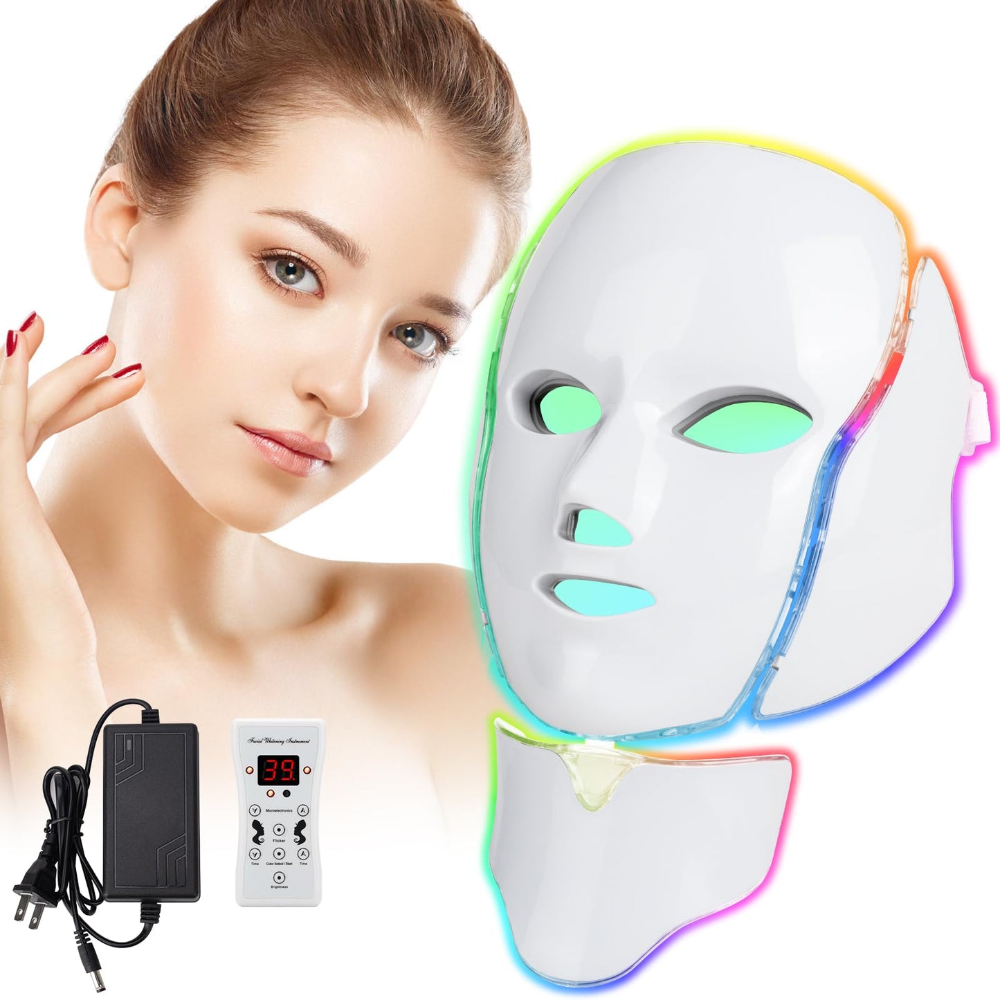 LED Photon Skin Rejuvenation Facial Mask with 7 Color Light Therapy